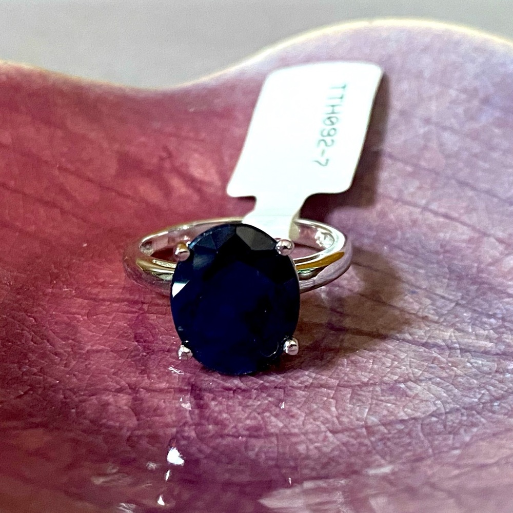 NWT BLUE SAPPHIRE STERLING SOLITAIRE RING